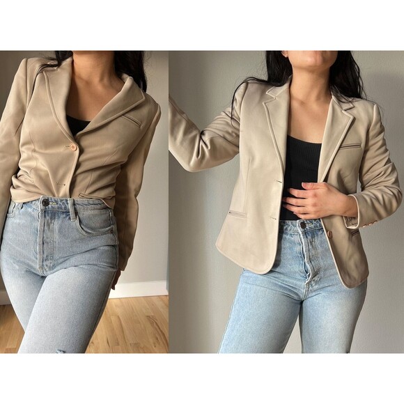 vtg 80s 90s Givenchy sport beige blazer jacket size 8‎ couture designer tailored - Picture 3 of 9